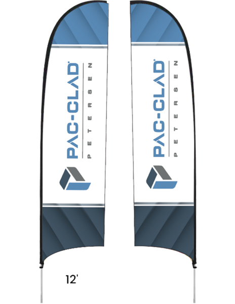 Picture of 12' Premium Concave Flag - Double Sided with Poles and Ground Stake